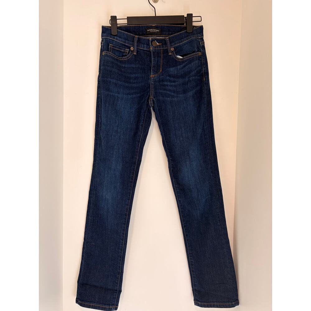 Banana Republic Premium Denim Dark Wash Straight Leg Jeans Women's 24P - Picture 2 of 5